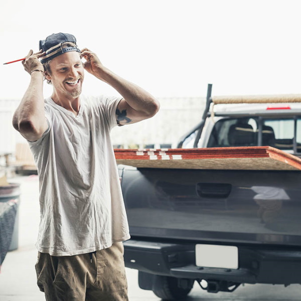 plywood in truck