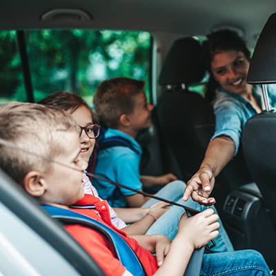 Family in minivan